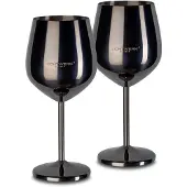 Echtwerk Weinglaser bruchsichere Weingläser/Weinkelche aus Edelstahl 2tlg, 21x 7,3cm, 0,5L, Farbe:Schwarz