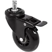 Hjh OFFICE 5x ROLO SKATE 11mm/75mm mit Feststellbremse | Hartböden - Stuhlrollen Schwarz