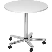 Hjh OFFICE PRO BISTRO 80R C - System Konferenztisch Weiß Chrom Ø 80