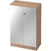 Hjh OFFICE PRO SIGNA K 6550 SG - Nussbaum/Silber 3 OH mit Knauf (abschließbar) Schrank