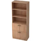 Hjh OFFICE PRO SIGNA G 7300 SG - Nussbaum 5 OH Schrank mit Hängeregistratur (abschließbar) Streifengriff Kunststoff