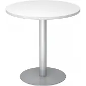 Hjh OFFICE PRO BISTRO F80R S - System Konferenztisch Weiß Silber Ø 80
