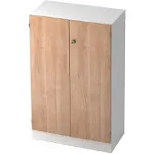 Hjh OFFICE PRO SIGNA K 6550 SG - 3 OH Weiß/Nussbaum mit Knauf (abschließbar) Schrank