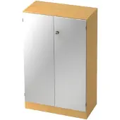 Hjh OFFICE PRO SIGNA K 6550 SG - Buche/Silber 3 OH mit Knauf (abschließbar) Schrank