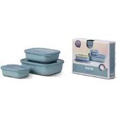 Mepal Frischhaltedose Set cirqula rechteckig, flach, 3-teilig, Auslaufsichere Multischüsseln mit Deckel, Farbe: grün, Nordic green