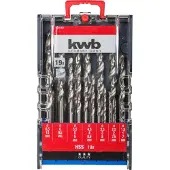 Kwb 109119 HSS Metal twist drill bit set 19-piece 1 mm, 1.5 mm, 2 mm, 2.5 mm, 3 mm, 3.5 mm, 4 mm, 4.5 mm, 5 mm, 5.5 mm, 6 mm, 6.5 mm, 7 mm, 7.5 mm, 8 mm, 8.5