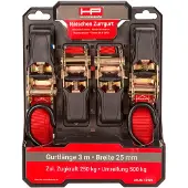 HP Autozubehör HP Ratschen-Zurrgurt-Set mit Haken 4 Stück a 3 Meter