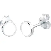 Elli Ohrringe Basic Geo Kreis Emaille 925 Sterling Silber Elli Weiß