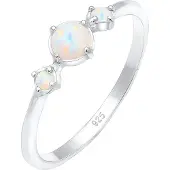 Elli Silberring "Ring Opal Rund Trio Vintage 925er Silber" Gr. 56, silber, Fingerringe, Damen, 56, Silber 925 (Sterlingsilber), Silberring