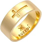 KUZZOI Ring Herren Bandring Glanz Kreuz Glaube 925 Silber Kuzzoi Gold