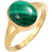 Elli Ring Siegelring Oval Malachit Grün Klassik 925 Silber Elli Premium Gold