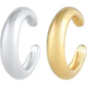 Elli Ohrringe Earcuff Set Bi-Color Rund Gewölbt 925 Silber Elli Bunt