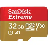 SanDisk Speicherkarte "Extreme microSDHC", bunt (rot, weiß, gelb), 32 GB, Speicherkarten, SD-Adapter, Rescue Pro Deluxe, Speicherkarte
