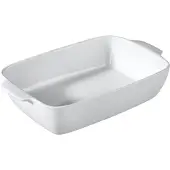 Metro Professional Rechteckige Auflaufform mit Griffen, Steinzeug, 40 x 25 x 8 cm, stapelbar, temperaturbeständig bis 250 °C, weiß