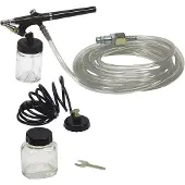Stanley Airbrush Set 150119XSTN - Anschluss an Kompressor - 15l/min - 3Bar - Airbrush-Pistole mit Schlauch, Spiralschlauch, Farbbehälter - Schwarz