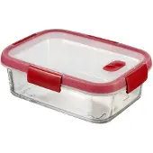 Curver SMART COOK, Frischhaltedose Glas, Deckel mit Ventil, Clipbox aus hitzebeständigem Borosilikatglas, für anhaltende Qualität, Volumen: 0,9 Liter