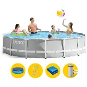 Intex 26720GN PrismFramePool-Set inkl.Pumpe, Leiter und Planen 427x107cm