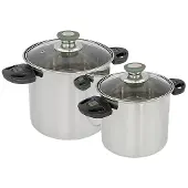Bo Camp Bo-Camp Elegance Compact 2, Topf-Set, Edelstahl, 4,3 l, Silber, Schwarz, 1,4 kg