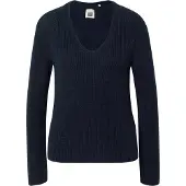 Marc O'Polo Marc OPolo Strickpullover mit dekorativem Strickmuster am Ärmel und V-Neck