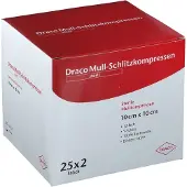Dräco Schlitzkompressen Mull 10x10 cm steril 12fach 25x2 St Kompressen