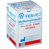 FESMED Mullkompressen ES 10x10 cm unsteril 8fach 100 St Kompressen