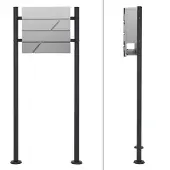 ML-Design Standbriefkasten Hellgrau mit Zeitungsfach mit Pfosten Anthrazit 120cm