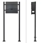 ML-Design Standbriefkasten Anthrazit mit Zeitungsfach Ständer Anthrazit 120 cm