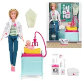 Toi-Toys LAUREN Teenager-Puppe 30 cm – Ärztin mit Babypuppe, Arzt-Set & Zubehör ab 3 Jahren