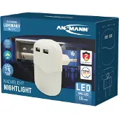 Ansmann LED Nachtlicht mit Dämmerungssensor & 2x USB - LED Leuchte