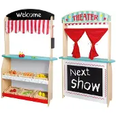 Jouéco Holz Theater und Einkauf 2 in 1
