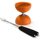 Eureka 105 Gummi-Diabolo mit Aluminium-Handstäben, orange