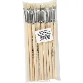 Creativ Company Holzpinsel Set - flacher Borstenpinsel Größe 8 - 12 Stück