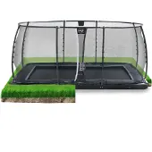 Exit Dynamic Trampolin 305x519cm, mit Sicherheitsnetz, Bodentrampolin, Rechteckig, für Kinder, Schwarz