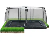 Exit Dynamic Trampolin 275x458cm, mit Sicherheitsnetz, Bodentrampolin, Rechteckig, für Kinder, Schwarz