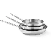 Hendi Bratpfanne - ohne Deckel Edelstahl Mit gekapseltem Sandwichboden Edelstahl-Aluminium-magnetischer Stahl Geeignet für alle Herdarten - auch für Induktion Edelstahlhohlgriff Ø320x(H)55 mm Ø275 Boden