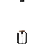 Brilliant Hängelampe Tosh Schwarz mit Holzbraun