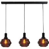 Masterlight Pendelleuchte Porto 3-flammig Glas Rot-Transparent 100x24cm