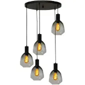 Masterlight Pendelleuchte Porto 5-flammig Glas Grün-Transparent Ø60cm