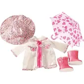 Götz 3402190 Kombination Rainy Day - Aprilwetter Puppenbekleidung Gr. XL - 5-teiliges Bekleidungs- und Zubehörset für Stehpuppen von 45 - 50 cm