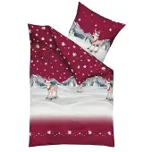 TRAUMSCHLAF Rentier Biber Bettwäsche Winterwonderland 155x220 cm + 80x80 cm