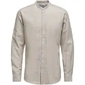 Only & Sons Langarmhemd "ONSCAIDEN LS SOLID LINEN MAO SHIRT NOOS" Baumwolle mit Leinen, slim fit