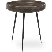 MATER BOWL Tisch mittel, grau-braun, Holz, Ø 46 cm - , Bowl, Grau, für Esszimmer, Holz, Design