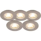 QAZQA Set mit 5 Einbaustrahlern Silber 3-Stufen-Dimmbar IP44 - Ulo