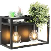 QAZQA Industrielle Wandleuchte schwarz mit Gestell 2-flammig - Cage Rack
