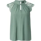 Vero Moda Spitzentop "VMMILLA SL LACE TEE" Materialmix, regular fit