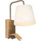 QAZQA Moderne Wandleuchte weiß und bronze mit Leselampe - Renier
