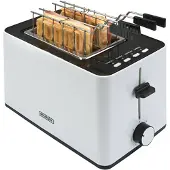 Bourgini Toaster mit extra breiten Schlitzen für Sandwiches - Weiß - Sandwichtoaster - Toaster mit brötchenaufsatz - Toaster 2 scheiben langschlitz