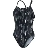 Speedo All Over Rippleback Damen Badeanzug Schwarz