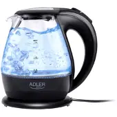 Adler AD 1224 Wasserkocher schwarz/transparent LED