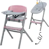 Kinderkraft LIVY 4-in-1 - Kinderhochstuhl mit Babyliege - verstellbarer Sitz & Fußstütze - bis 110 kg - ergonomisch - modernes Design - Rosa
